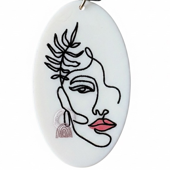 Christian Siriano Love All Line Art Face Earrings Minimalist Statement - Picture 3 of 3